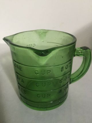 Vintage Green Depression Glass Measuring Cup With Three Spouts Measures 1 Cup