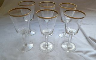 Vintage Set Of (6) Lenox Crystal Eternal Gold Rimmed Water Goblets