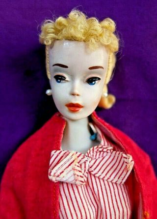 Lovely 3 1960 Vintage Blonde Ponytail Barbie Ao Make - Up Pale Tm Body Org Ss Bin
