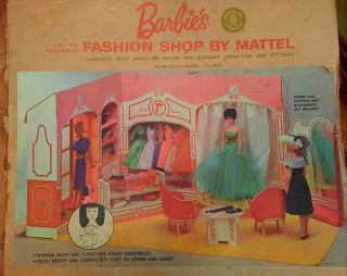 Rare Vintage 1962 Mattel Barbie Fashion Shop Cardboard Playset