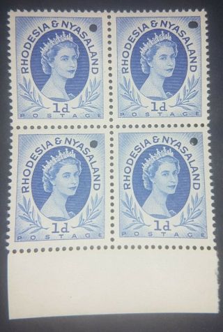 Rhodesia Nyasaland 1d Stamp Proof Waterlow Queen Elizabeth Empire Qeii £400