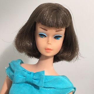 American Girl Long Hair Barbie - Brunette 1966 Vintage Low Color Orig Face Paint