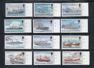 British Antarctic Territory 202 - 213 Vf - Mnh With T/lights Research Ships Cv $78