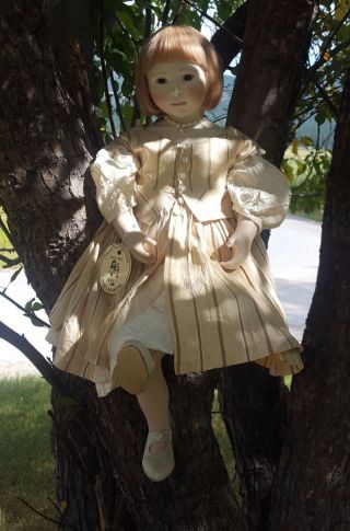 STUNNING LYNNE & MICHAEL ROCHE DOLL TANSY 4/17 APRICOT SILK W/ TAG & NECKLACE 2