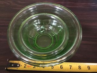 Set Of 2 Vintage Hazel Atlas Green Glass 5 1/2” & 7 1/2” Graduated Mixing Bowls
