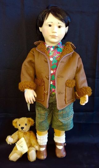 Stunning Lynne & Michael Roche Doll Sam 13/75 W/ Leather Coat & Bear