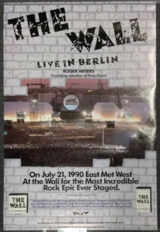 Roger Waters The Wall: Live In Berlin 1990 Promo Poster Pink Floyd