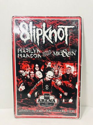Slipknot - Marilyn Manson 2016 Tour Metal Sign 12x18 - Des Moines Ia In Wrap