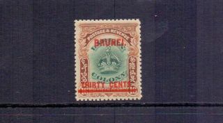Brunei 1906 30c On 16c Green & Brown Sg20 Lmm Cat £120