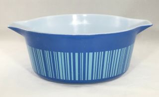Vtg Pyrex Blue Stripe Barcode 475 - B Promotional Casserole Dish 2.  5 Qt - No Lid