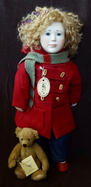 Stunning Lynne & Michael Roche Doll Henrietta 61 W/ Tags,  Duffle Coat & Bear