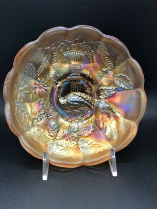 Northwood Antique Carnival Glass Marigold Peacock And Urn Ic Sauce Bowl