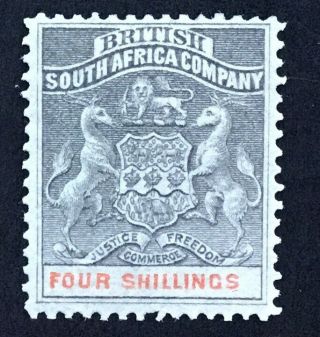 Rhodesia Q.  Victoria 1893 4/ - Grey Black & Vermilion M/m Sg 26 (cat £48)