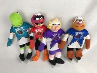 1995 Set Of 4 Muppets Nhl Kermit,  Miss Piggy,  Fozzie Animal 12  Hockey Plush Toys