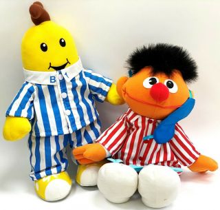 Sing And Snore Ernie And Bananas In Pajamas Plush Stuffed Interactive 16 " Doll