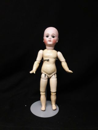 Antique German Bisque Doll With Closed Mouth And Paper Weight Eyes