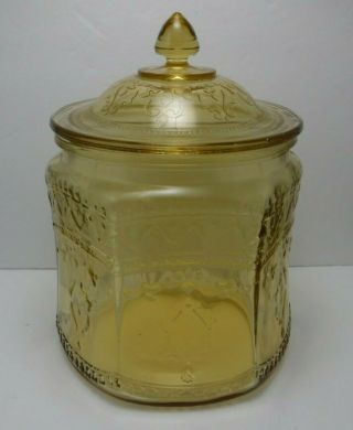 Federal Glass Amber Patrician Cookie Jar Depression Glass (itemb2)