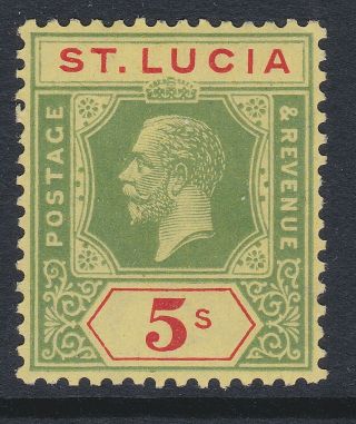 St Lucia Gv 1921 5/ - Green & Red On Pale Yellow Sg105