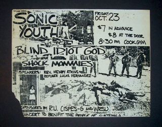 Sonic Youth Sister Era Rutgers Guatemala Benefit Concert 1987 Punk Flyer