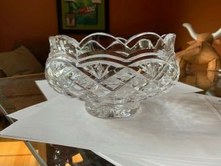 Sparkling Waterford 8 " Scalloped Cut Crystal Footed Centerpiece Bowl