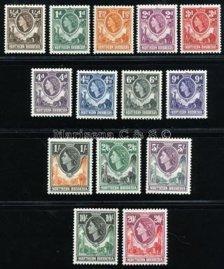 Northern Rhodesia 1953 Sg 61 - 74 Sc 61 - 74 Vf Og Mlh Rare Complete Set 14 Stamp