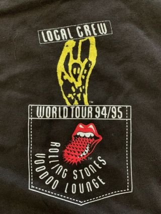 Vintage 94/95 Rolling Stones Voodoo Lounge Local Crew T - shirt - NEVER WORN 2