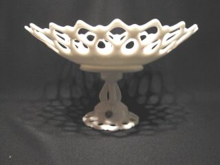 Vintage Westmoreland Milk Glass Doric Lace Pedestal Dish With Tag