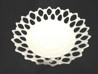 Vintage Westmoreland Milk Glass Doric Lace Pedestal Dish with tag 3