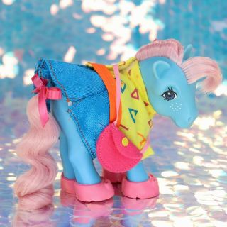 Vintage My Little Pony Wear City Kids Outfit Shoes Bowtie Blue Pink G1 Mlp Bo881