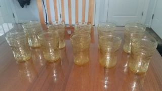Yellow Depression Glasses - Set Of 10 Patrician Spoke