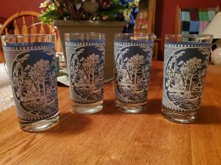 Currier And Ives Tumblers,  Set Of 4.