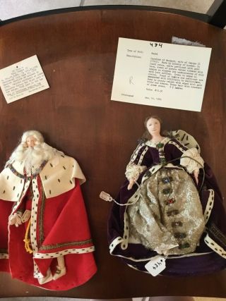 Vintage Liberty Of London Cloth Dolls,  King George Ii And Queen Caroline Of Ansp