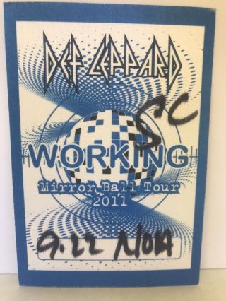 Def Leppard Collectible Backstage Pass Mirror Ball Tour 2011 Local Crew