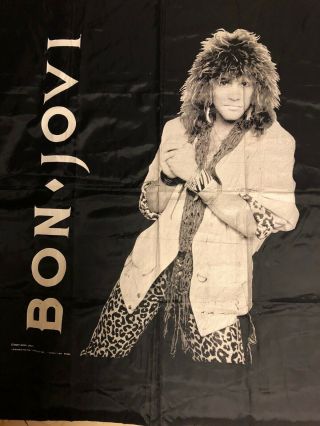 Bon Jovi Tapestry Wall Hanging 1987 Vintage 43x 46” Awesome L@@k