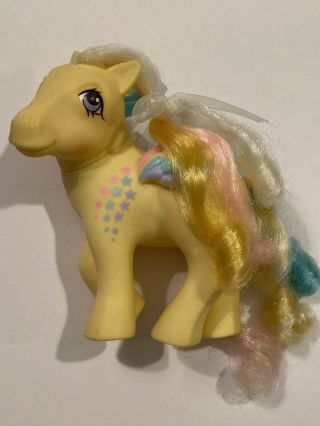 Vintage My Little Pony 1984 Yellow Pegasus Rainbow Stars Curls Euc Mlp