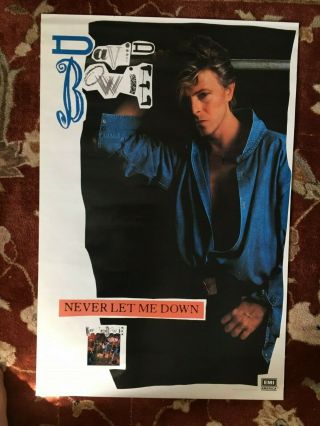 David Bowie Never Let Me Down Rare Promotional Poster From 1987