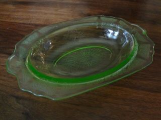 Vintage Hocking Green Depression Glass Oval Vegetable Dish - Princess Pattern