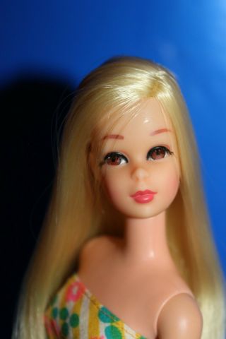 Vintage Barbie Francie Ooak With Color Magic Blonde Hair.