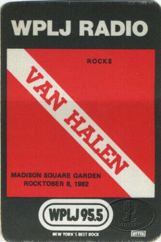Van Halen 1982 Diver Down Radio Promo Backstage Pass Madison Square Garden Wplj