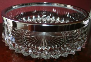 Vintage Versatile Crystal 9 " Round Bowl Silver Rim: Centerpiece,  Salad,  Fruit