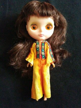 Vintage 1972 Kenner Blythe Doll Brunette Orange Dress 6 Line