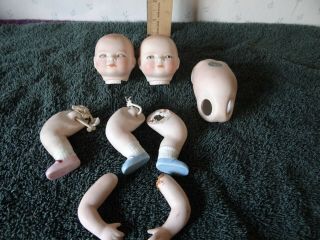 Antique 7 " German All Bisque Bye - Lo Baby Doll Parts Or Restore With Label