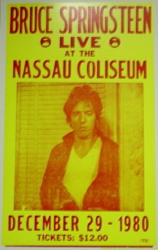 Bruce Springsteen Concert Poster - 1980 - Nassau Coliseum - 14 " X22 "