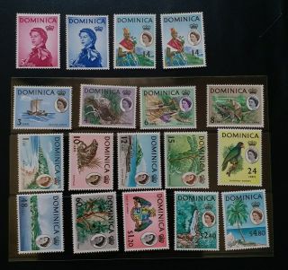 Dominica 1963 Qe Ii 1c To $4.  8 Sg 162 - 178 Sc 164 - 180 Pictorial Set 17 Mnh