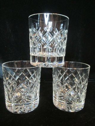 Lead Crystal 3 Double Old Fashion Tumblers Believed To Be Old Lenox 3 3/4 " Tall