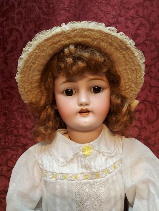 Antique Large German Bisque Head Doll Cm Bergmann Child Life Size 30in Brown Eye