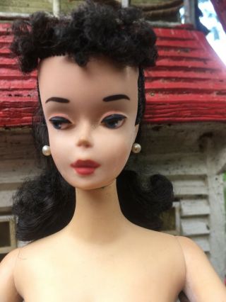 Vintage Mattel 3 Brunette Ponytail Barbie,  Brown Eye Shadow Doll