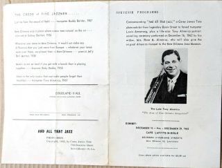 Orleans Jazz Souvenir Program Tony Almerico 1962 CafÉ Lafitte - In - Exile