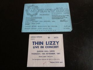 Thin Lizzy Concert Ticket & Bus Pass Queens Hall Leeds Uk 19th Nov 1981