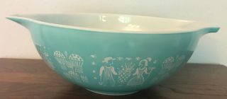 Vintage Pyrex Turquoise 4 Quart Mixing Bowl 444 Amish Butterprint Rooster